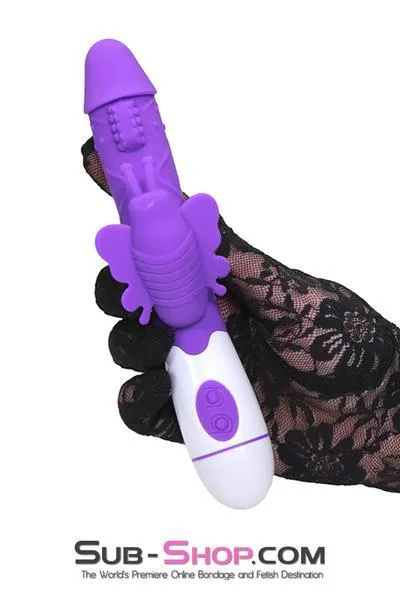 1498M      Fluttering Butterfly Purple Soft Vibrator with Clit Stimulator