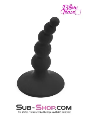 1856M      Graduated Small Beaded Silicone Anal Plug with Suction Cup Base