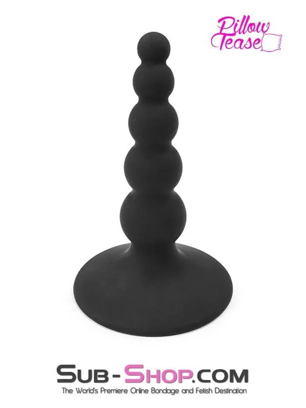 1856M      Graduated Small Beaded Silicone Anal Plug with Suction Cup Base