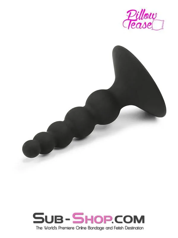 1856M      Graduated Small Beaded Silicone Anal Plug with Suction Cup Base