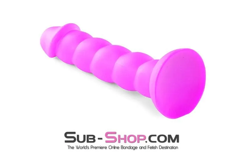 2218M      Purple Twist Silicone Ripple Dildo with Suction Cup Base