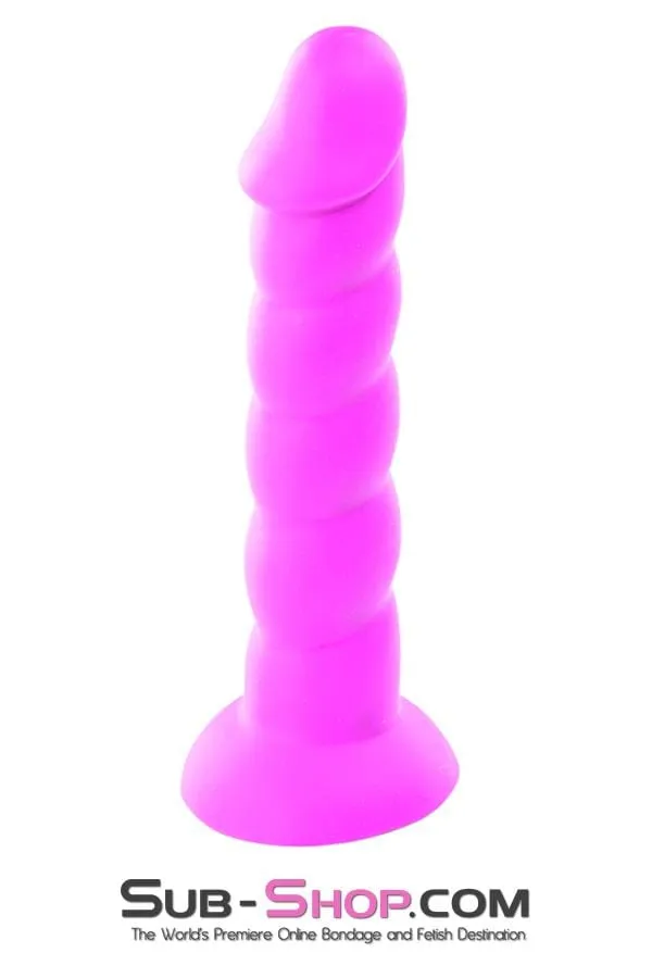 2218M      Purple Twist Silicone Ripple Dildo with Suction Cup Base