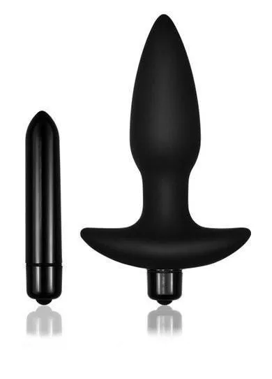 3496M      <b>BOGO!</b> Booster Rocket Big Black Silicone Vibrating Anal Plug