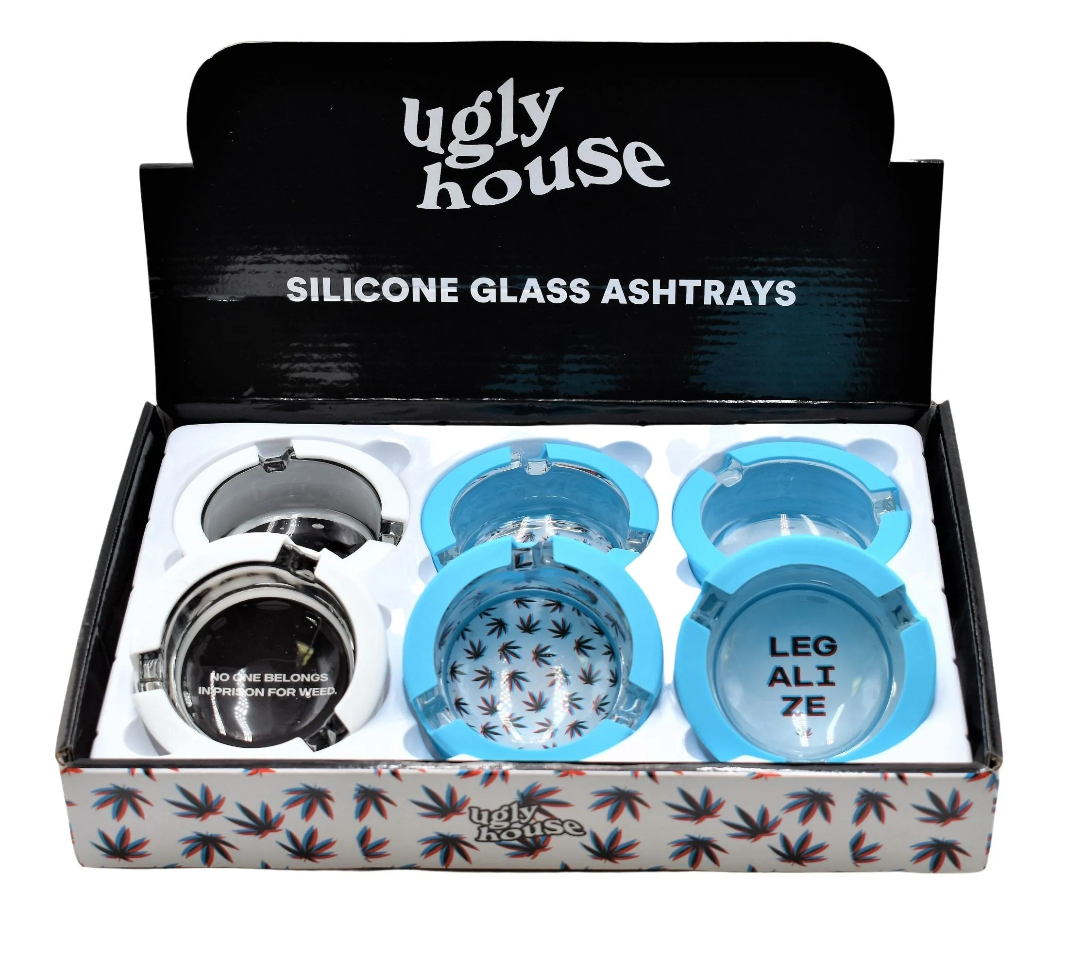 3" Ugly House Ashtray Silicone & Glass - Prison - (6 Count Display)