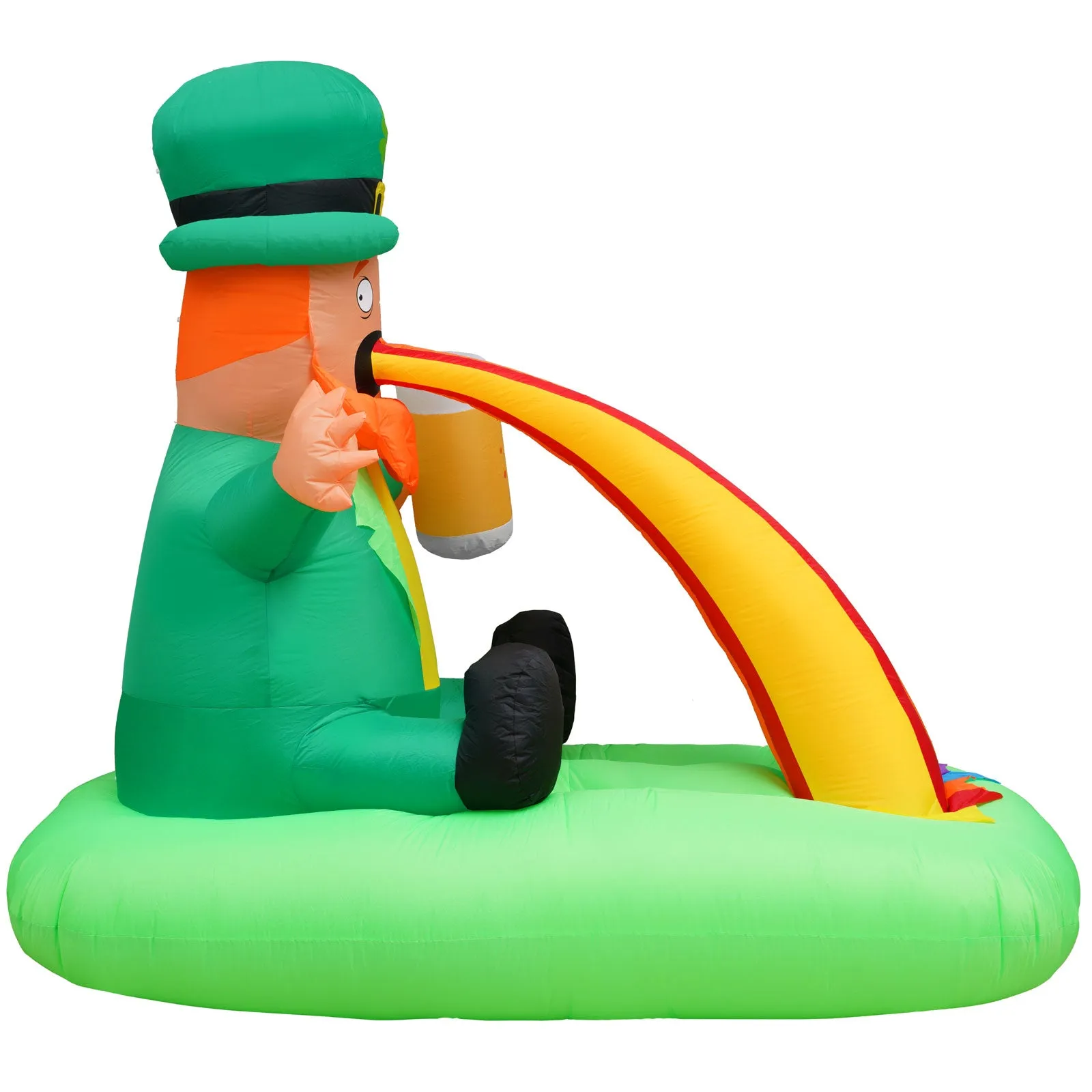 6ft Tall Saint Patrick's Day Puking Leprechaun Lawn Inflatable, Bright Lights, Built-in Fan, and Included Stakes and Ropes