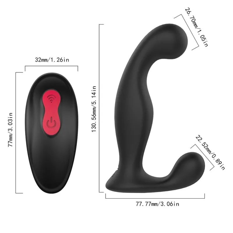 7145M      18 Function Rechargeable Wireless Remote Control Black Silicone Waterproof Prostate Massager