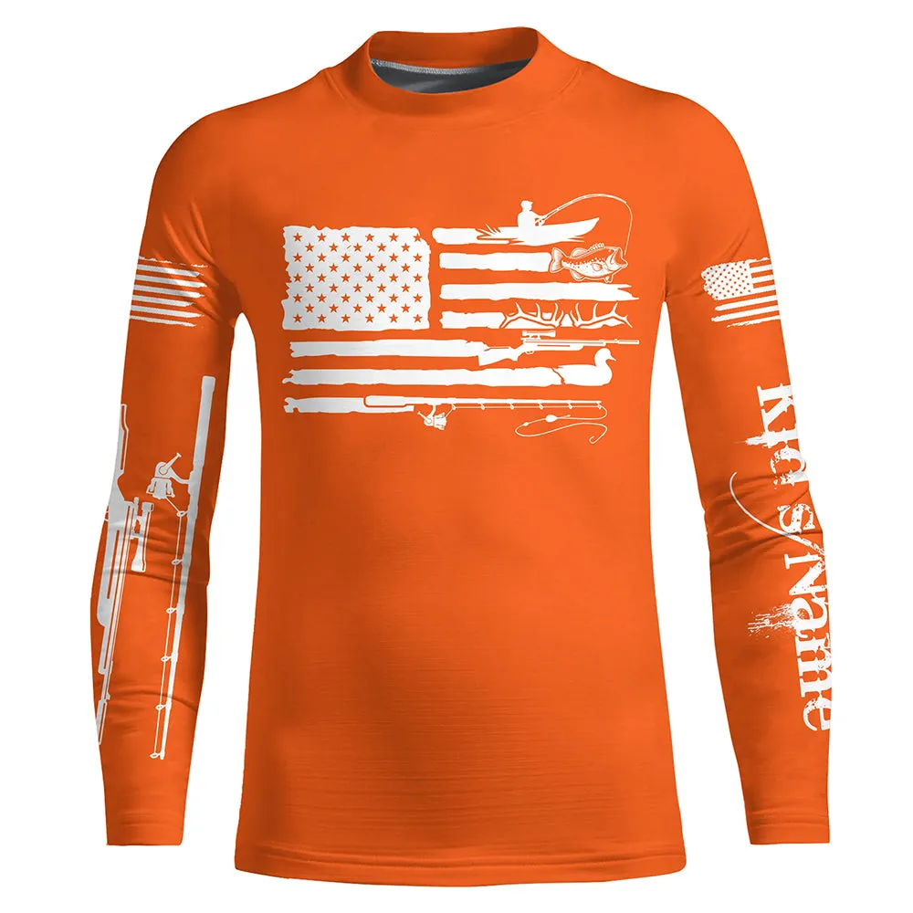 American Flag UV Protection Fishing Hunting Shirt For Kid A44