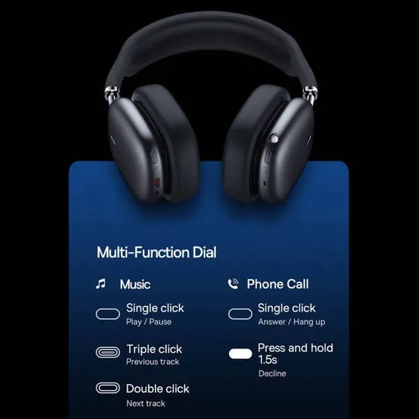 Baseus Bowei H2 Headworn Noise Reduction Bluetooth Wireless Headphone Active Soft In Ear Low Latency Spatial Sound Effect