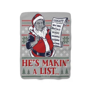 Belichick Is Coming To Town Holiday Sherpa Fleece Blanket