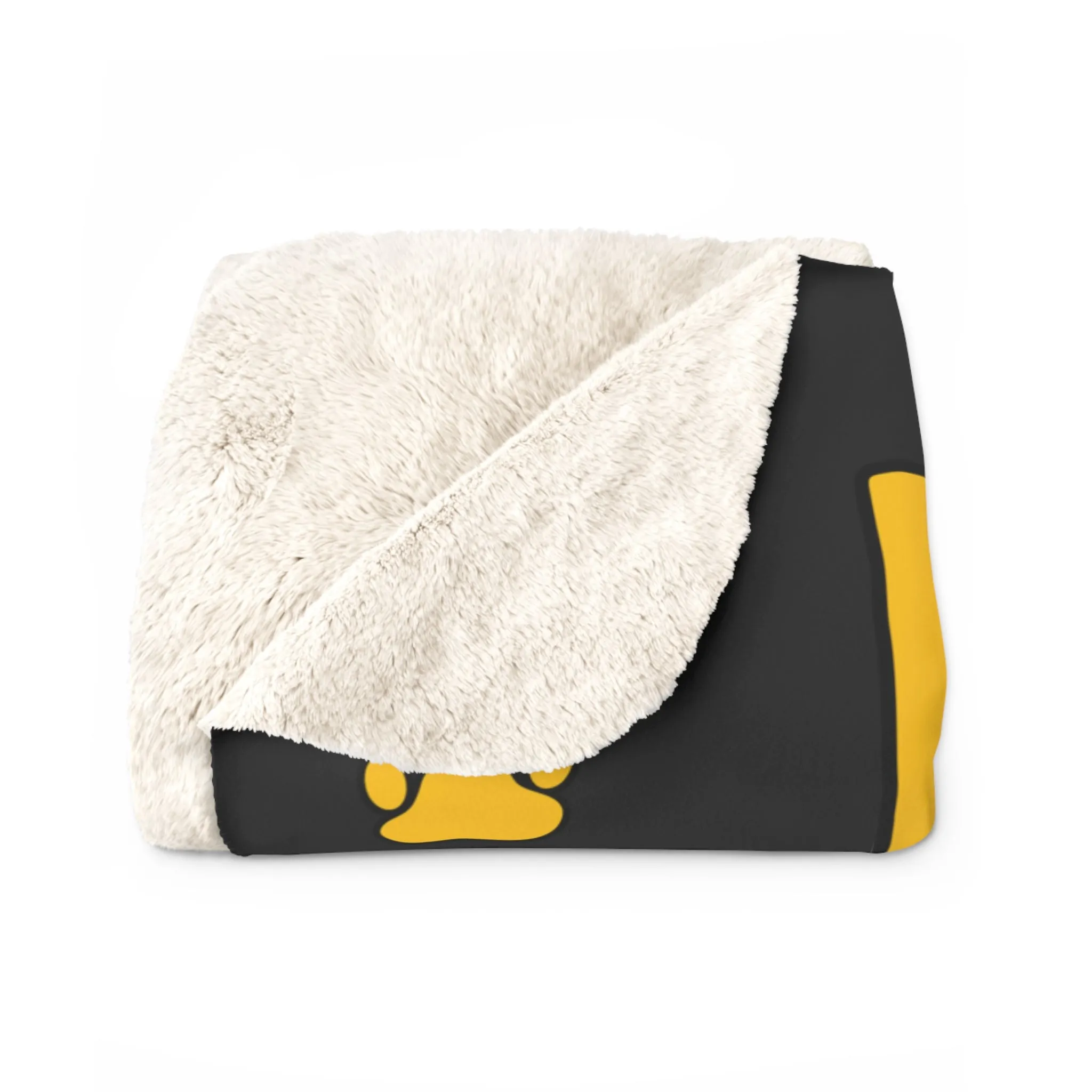 Black & Gold Hockey Bear Sherpa Fleece Blanket