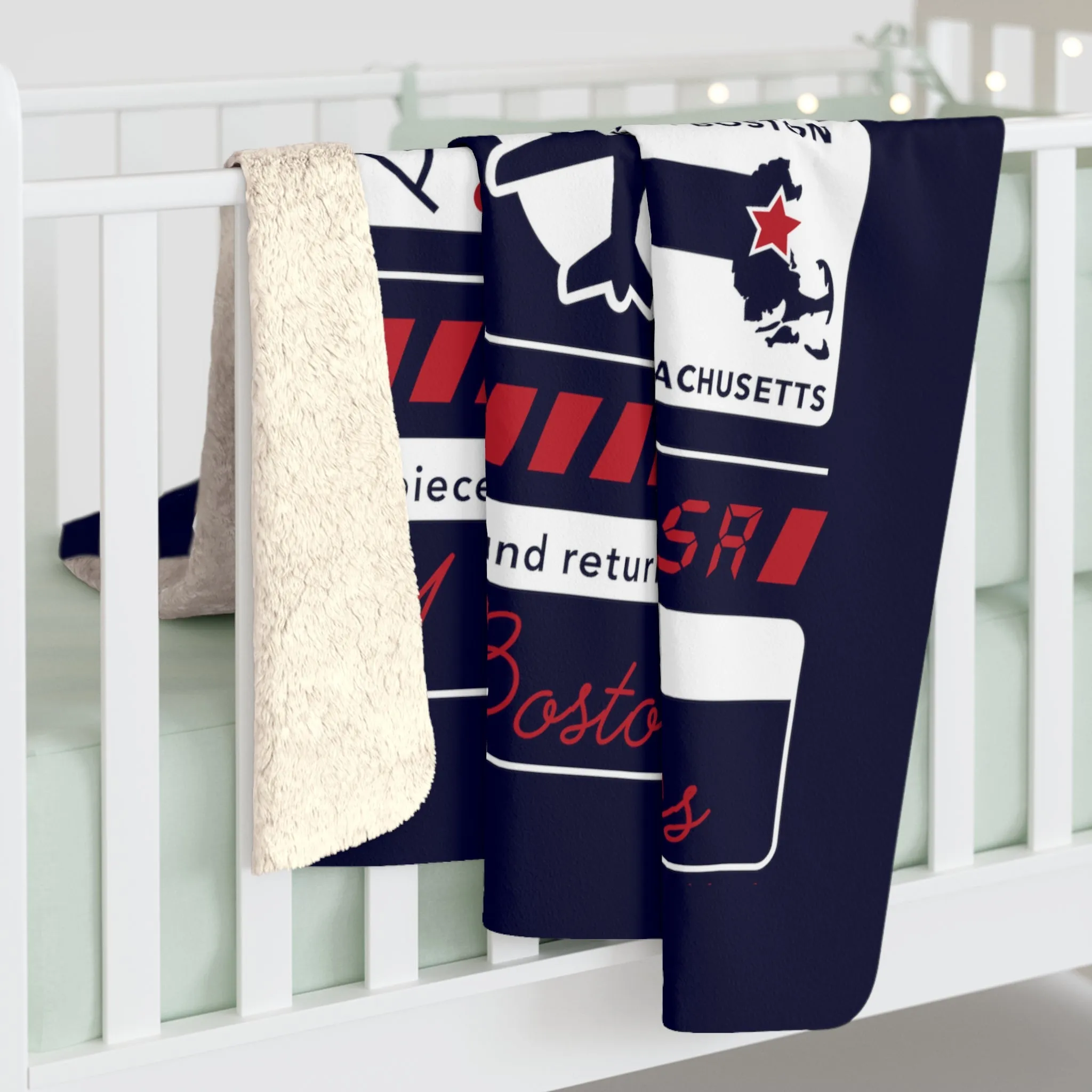 BOS Airport Code Sherpa Fleece Blanket