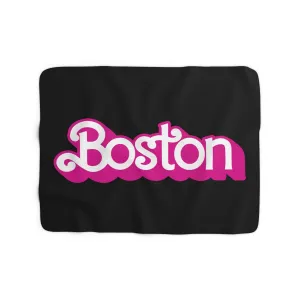 Boston Pink Logo Sherpa Fleece Blanket