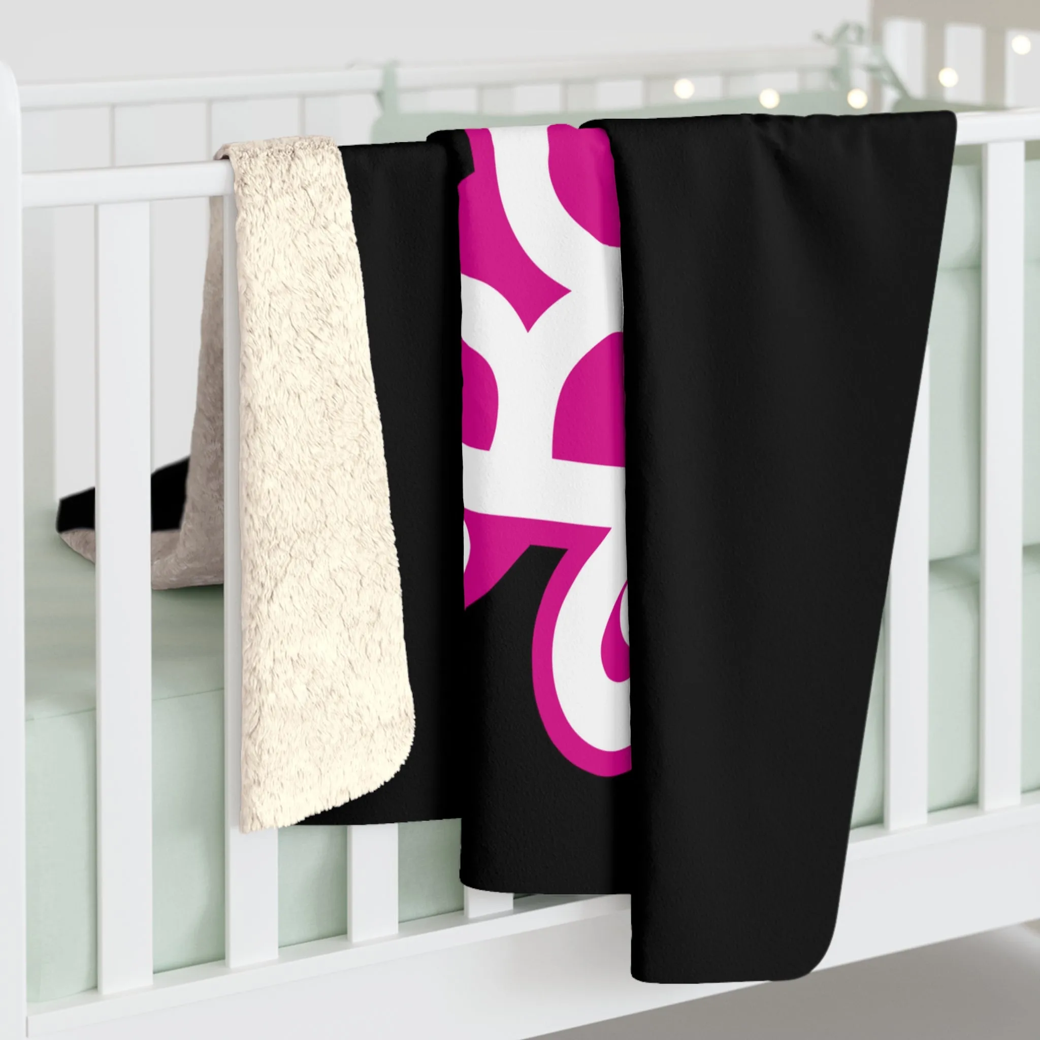 Boston Pink Logo Sherpa Fleece Blanket