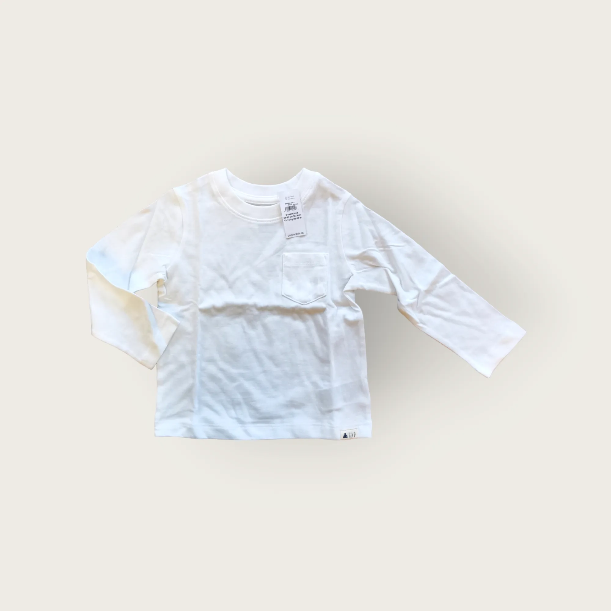BOY SIZE 2 YEARS - Baby GAP, White Cotton T-Shirt NWT B3