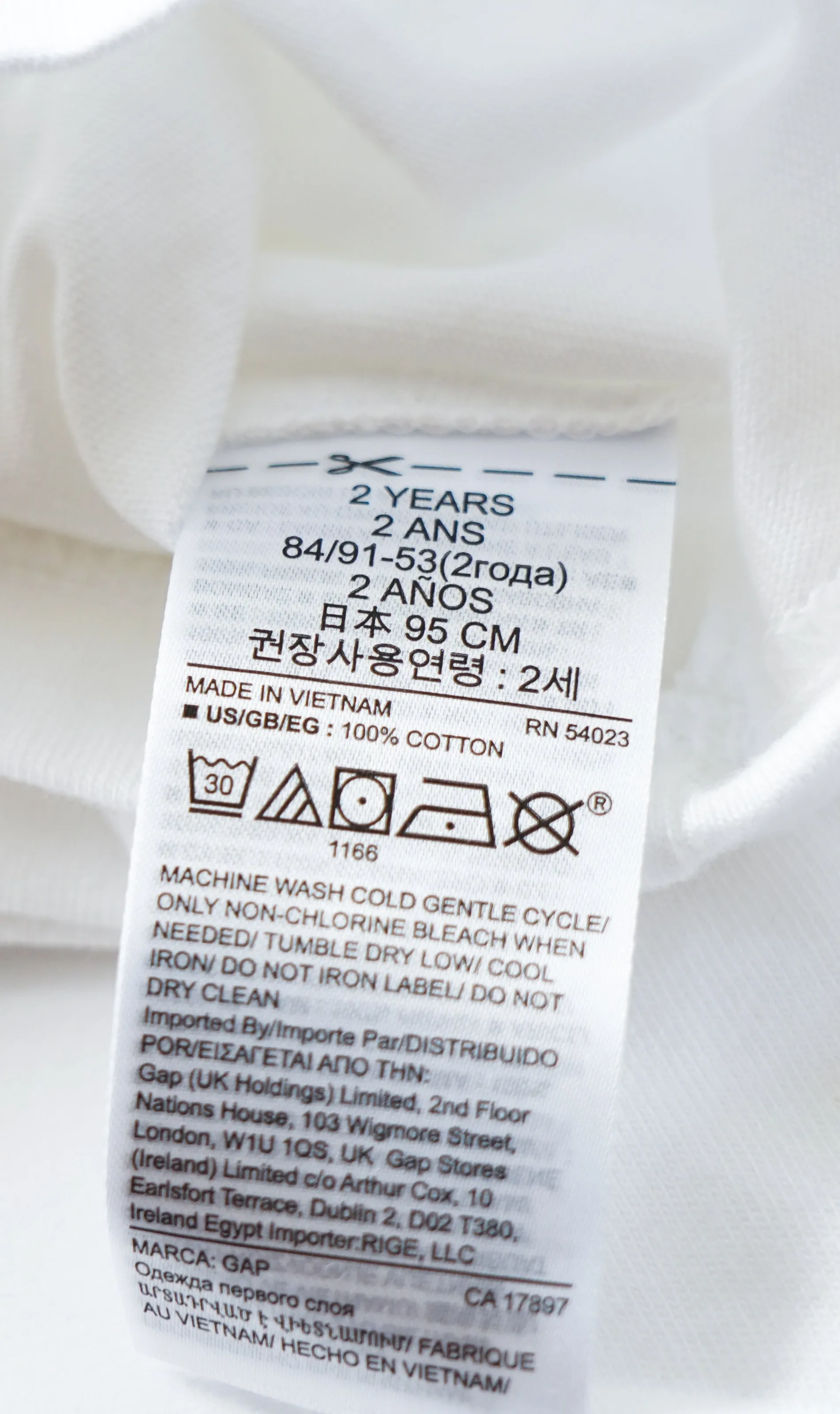BOY SIZE 2 YEARS - Baby GAP, White Cotton T-Shirt NWT B3