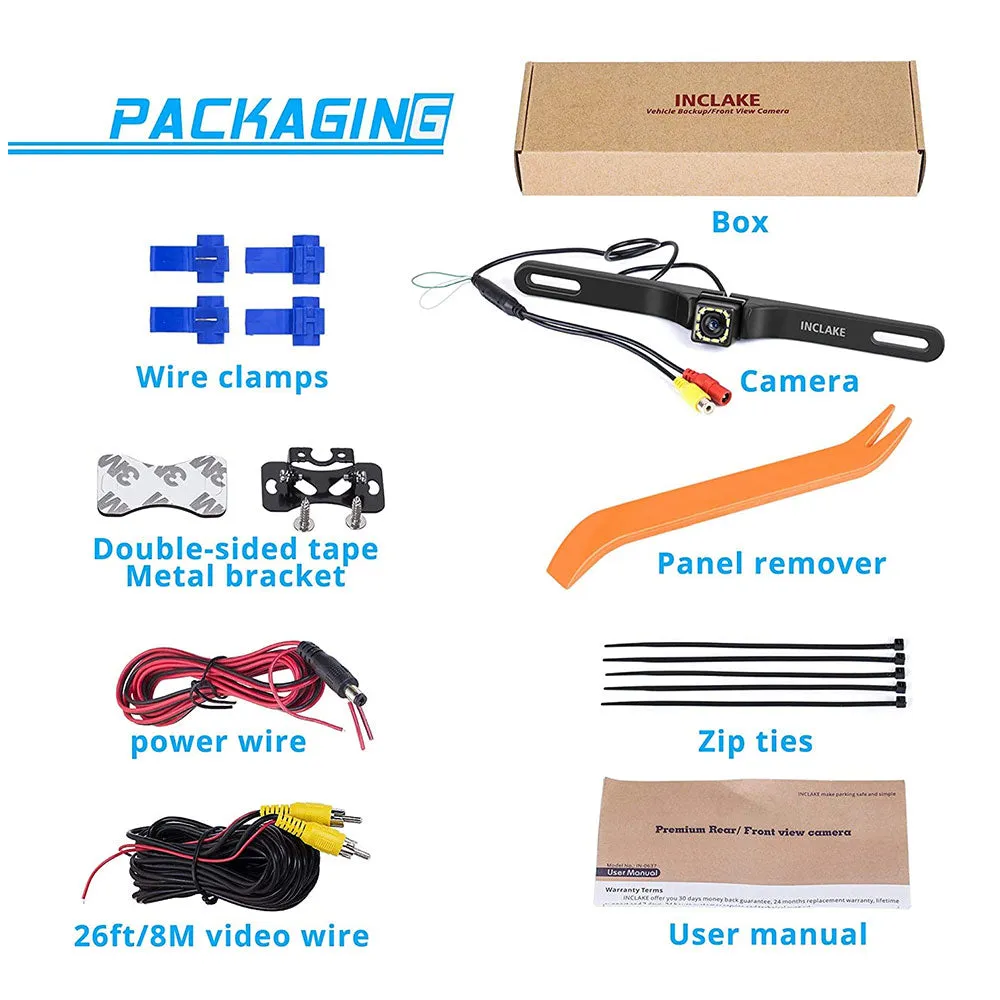 Car Rear View Camera Ultra HD Waterproof 40° Wide View Angle with Multiple Mount Brackets