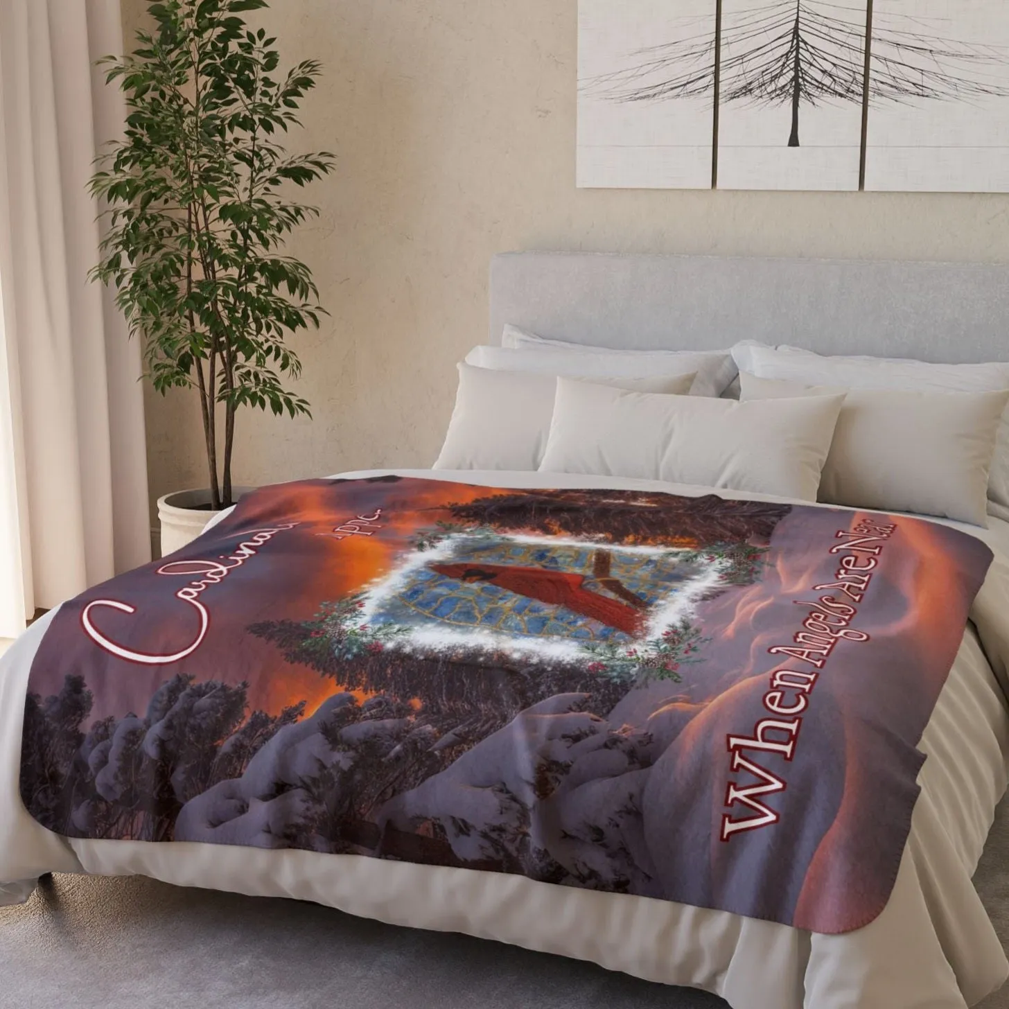 Cardinal Fleece Sherpa Blanket - Always Beside You -Special Occasion Gift