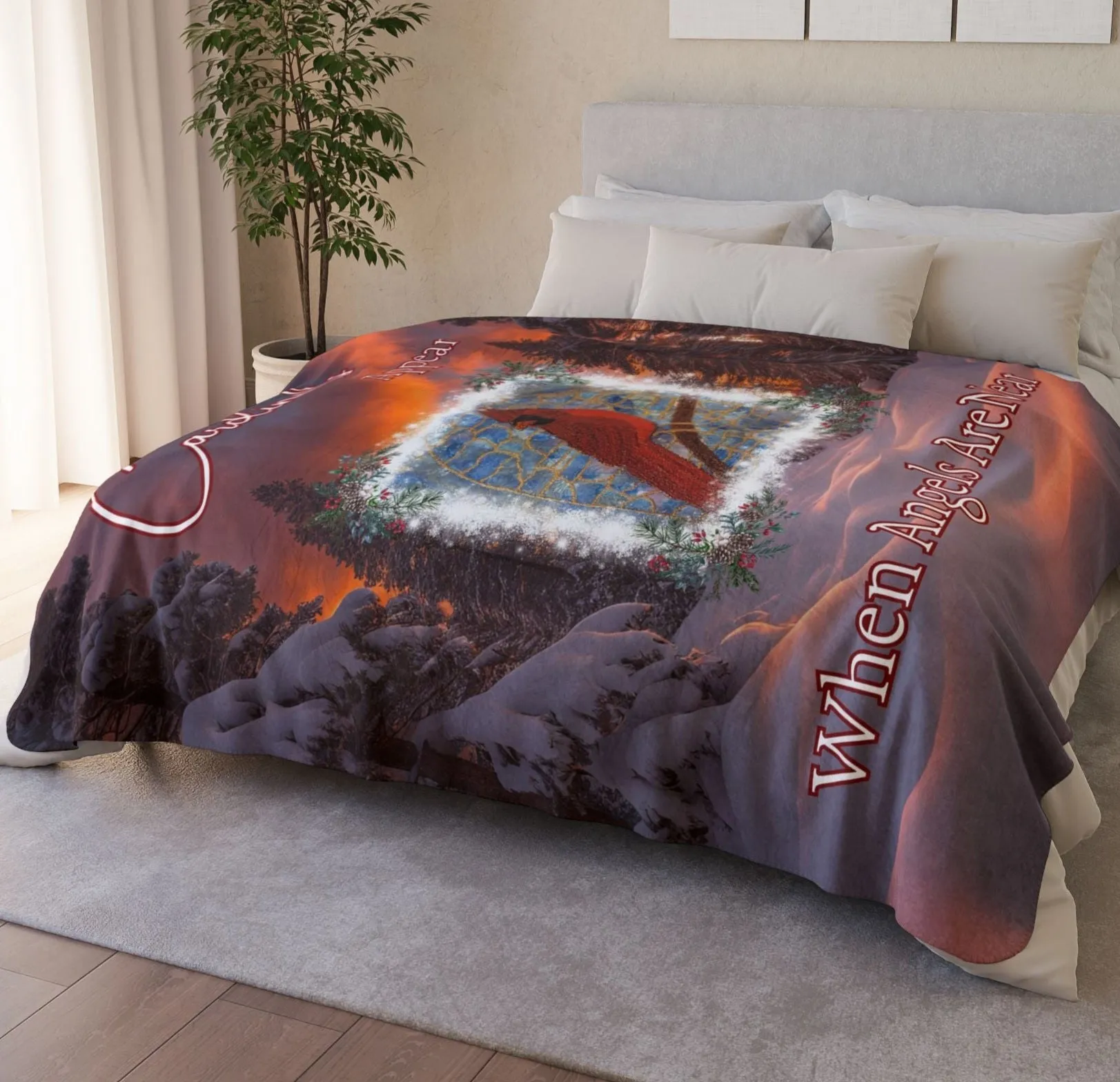 Cardinal Fleece Sherpa Blanket - Always Beside You -Special Occasion Gift