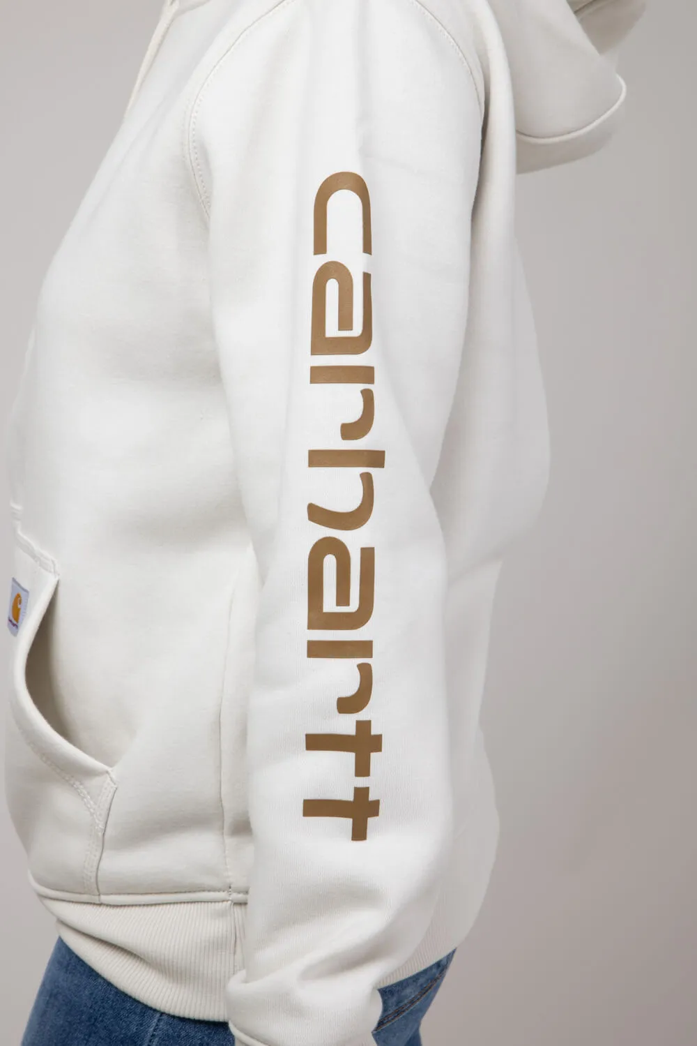 Carhartt Logo Sleeve Midweight Hoodie for Women in White | 102791-W24