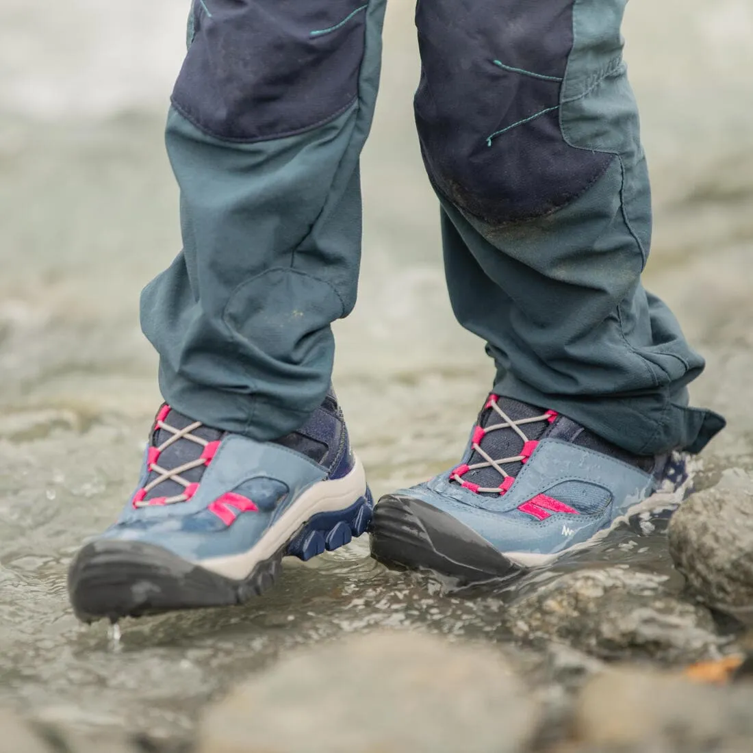 Chaussures imperméables de randonnée -crossrock mid bleues- enfant 28 au 34