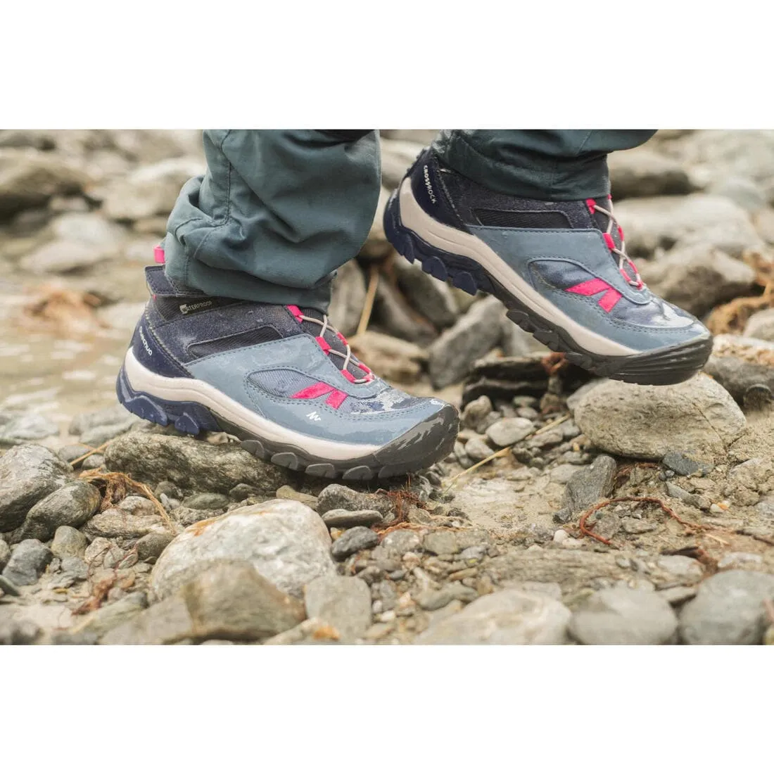 Chaussures imperméables de randonnée -crossrock mid bleues- enfant 28 au 34