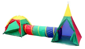 Children's 3-in-1 Adventure Play Tent Set | Tunnel and Teepee | Outdoor Play