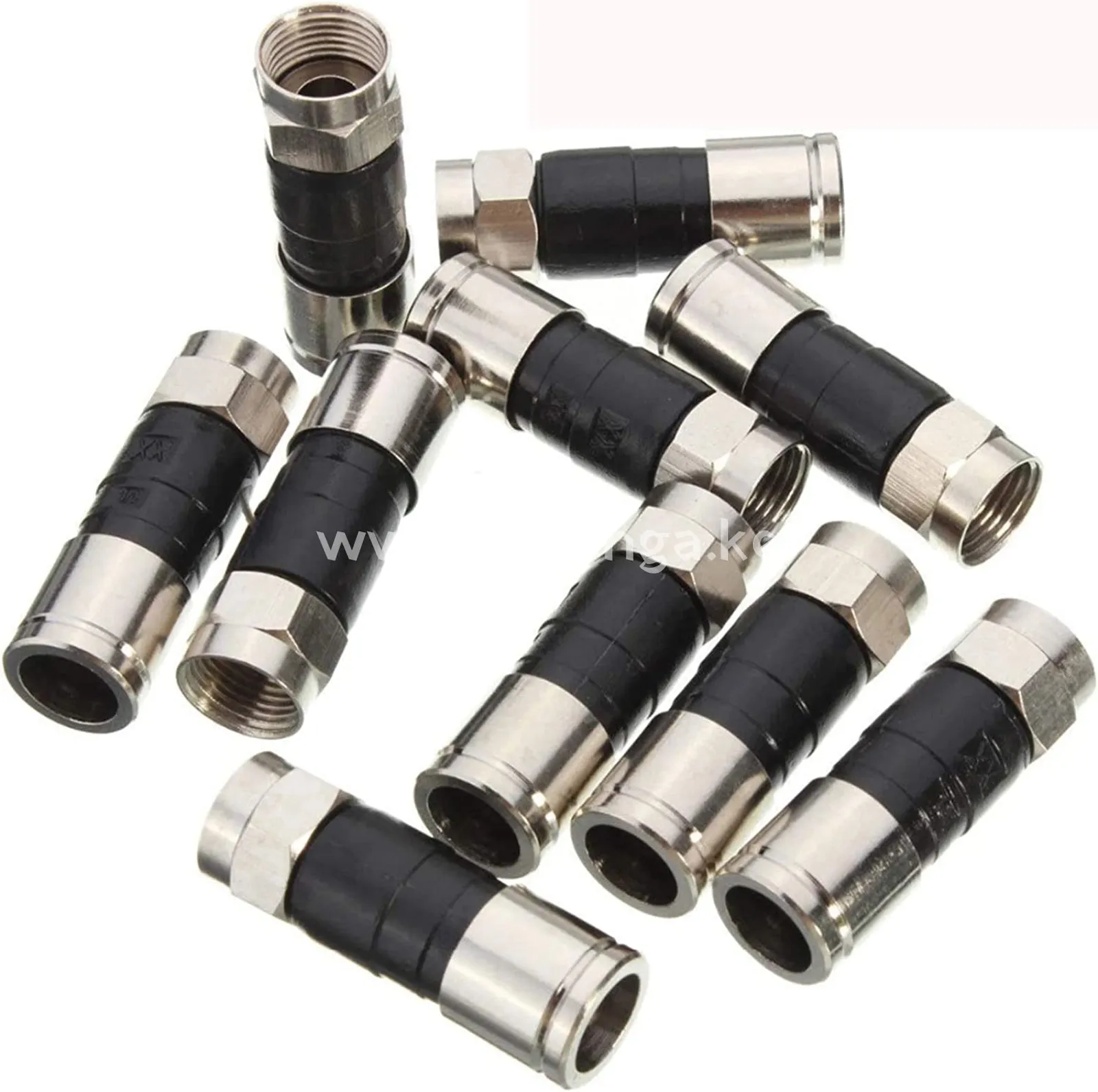 Coaxial Cable Compression Fitting - 10 Pack Connector - for RG6 Coax Cable - with Weather Seal O Ring and Water Tight Grip