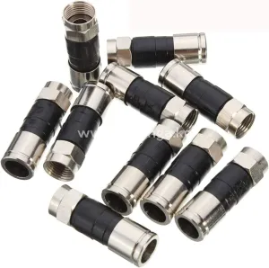 Coaxial Cable Compression Fitting - 10 Pack Connector - for RG6 Coax Cable - with Weather Seal O Ring and Water Tight Grip