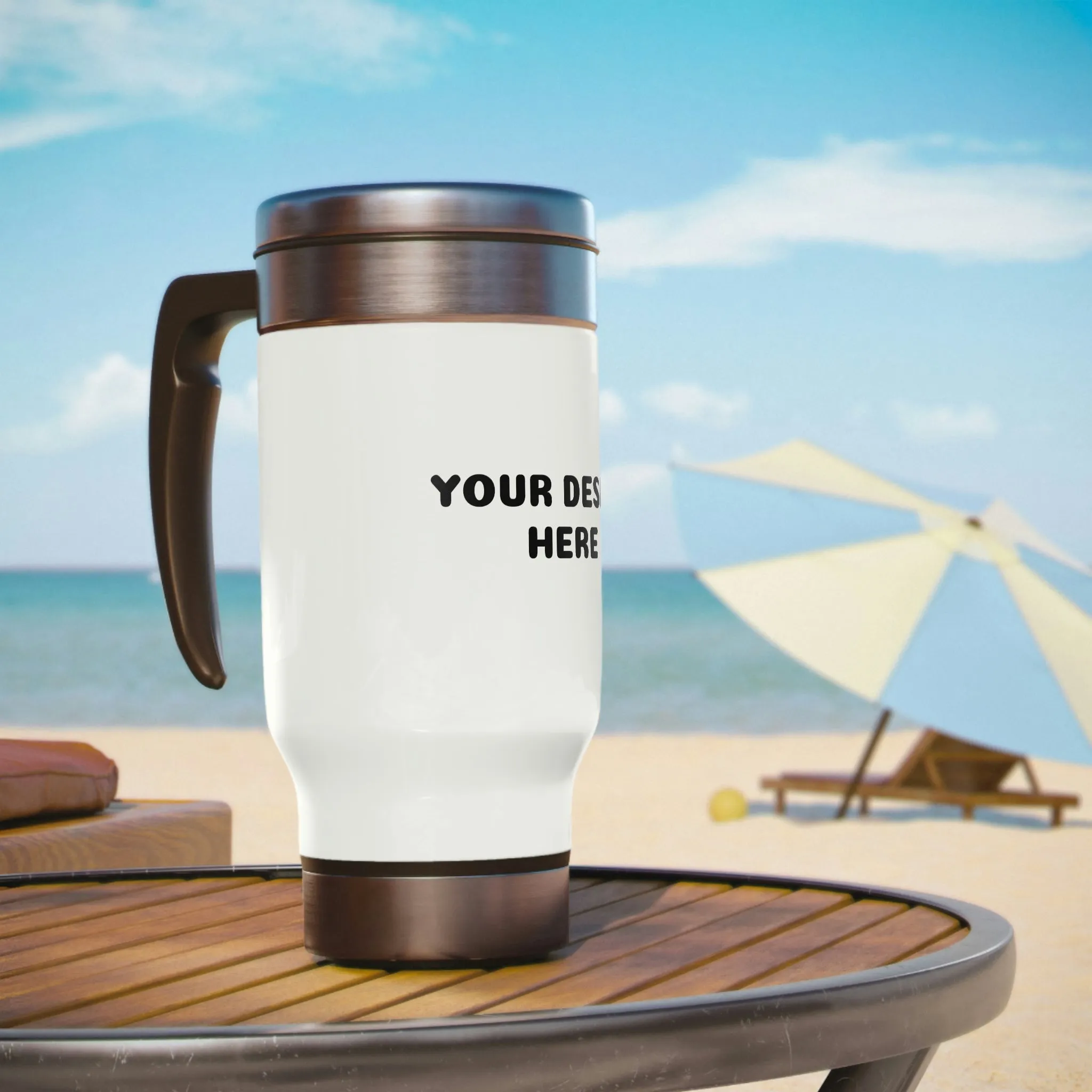 Customize Stainless Steel Travel Mug with Handle, 14oz