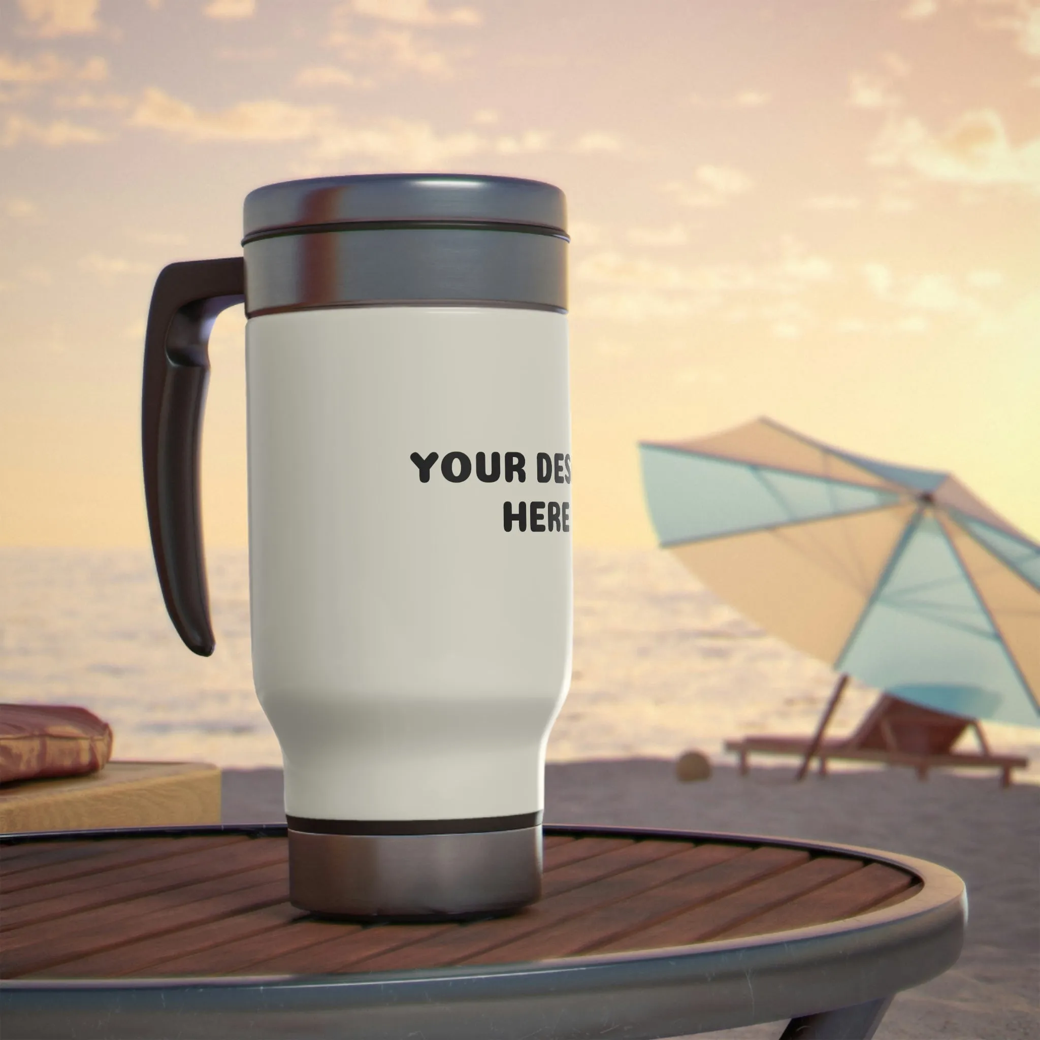 Customize Stainless Steel Travel Mug with Handle, 14oz