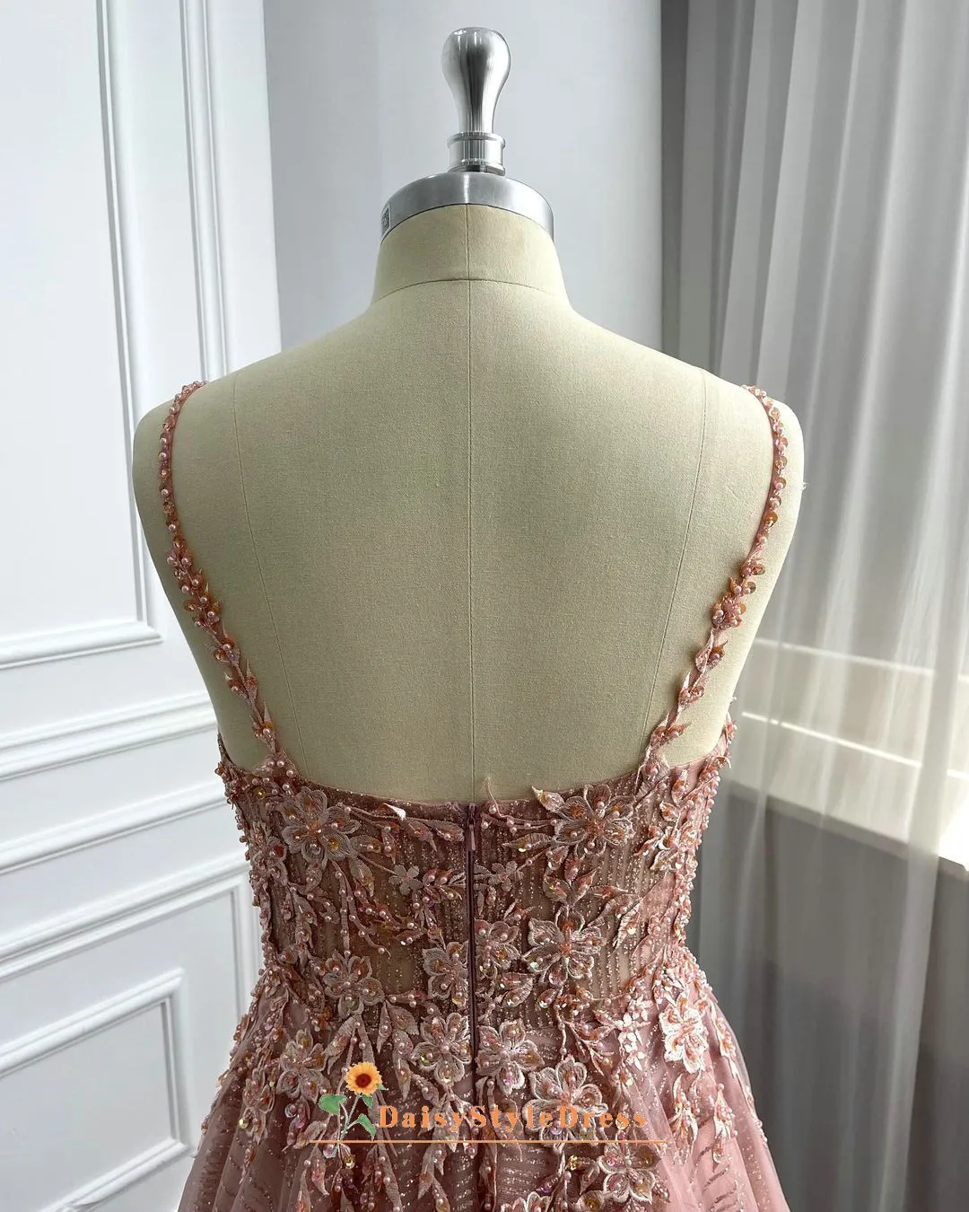 Dusty Pink Sparkle Wedding Dress