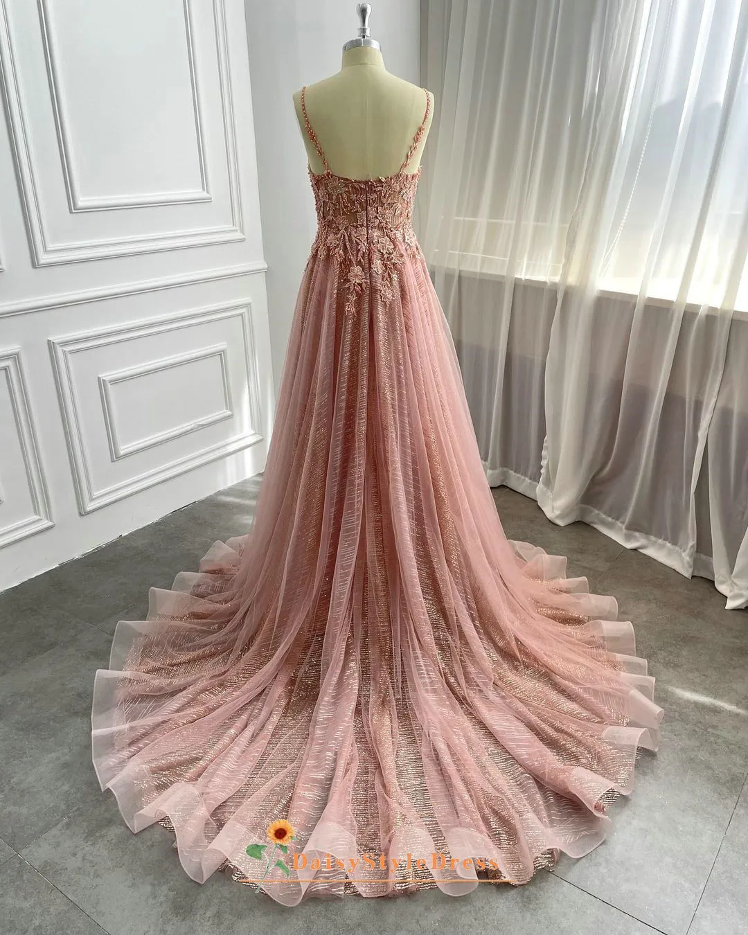 Dusty Pink Sparkle Wedding Dress