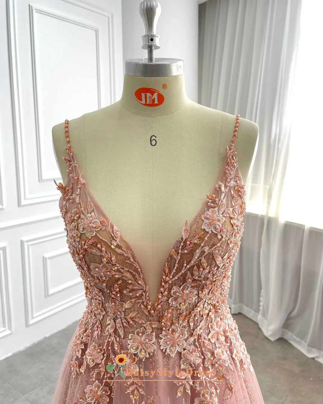 Dusty Pink Sparkle Wedding Dress
