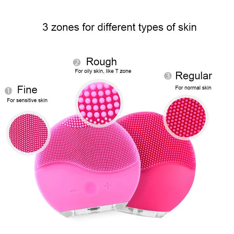 Electric Silicone Face Cleansing Brush Sonic Vibration Massage USB Rechargeable Smart Ultrasonic Face Cleaner blue