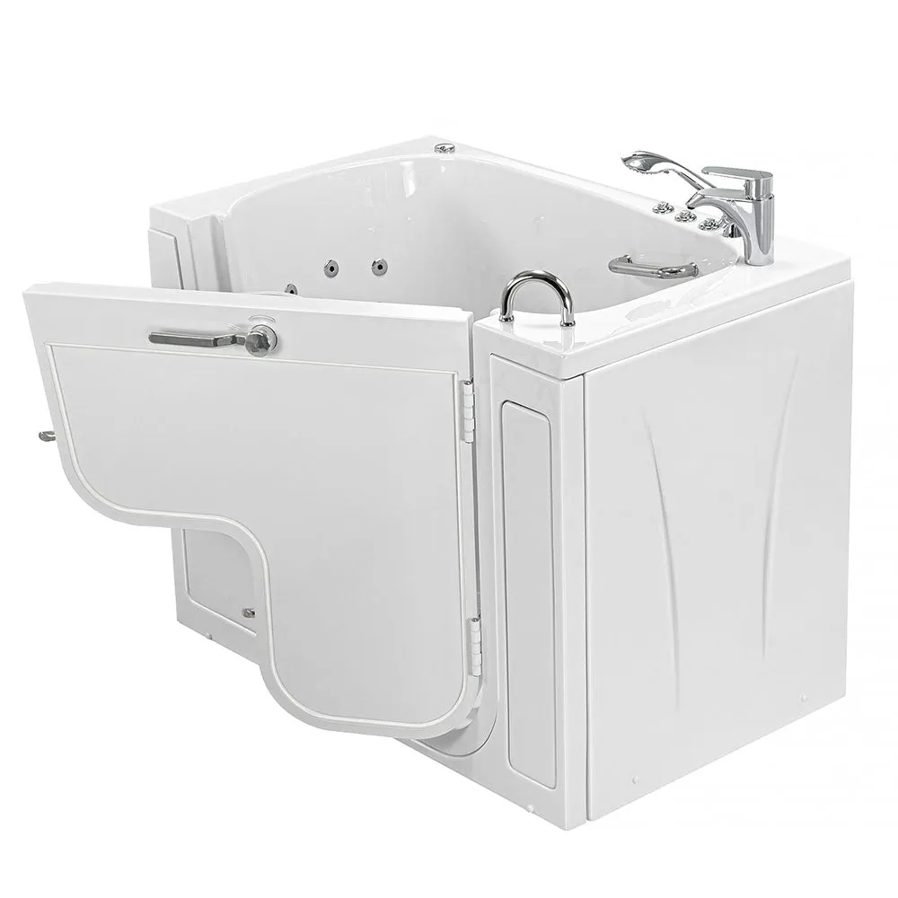 Ella Wheelchair Transfer 30"x52" Acrylic Air and Hydro Massage Walk-In Bathtub with Right Outward Swing Door, 2 Piece Fast Fill Faucet, 2" Dual Drain