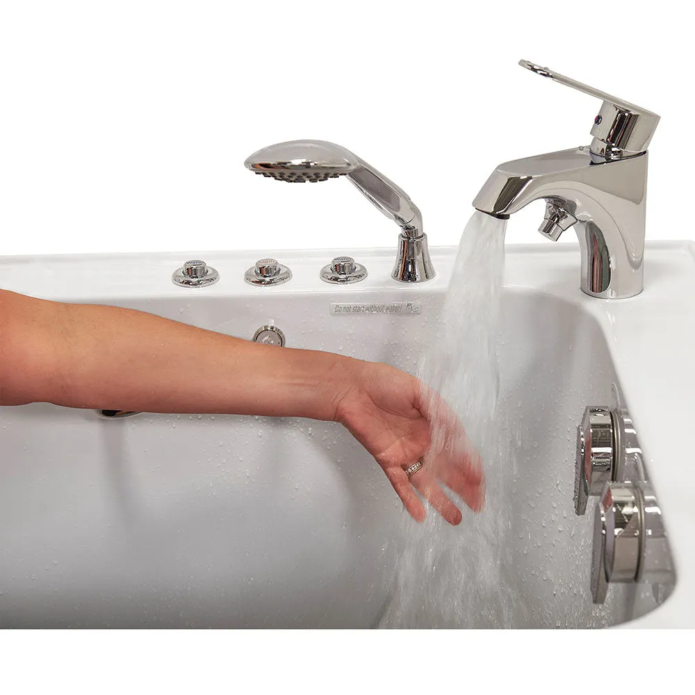 Ella Wheelchair Transfer 30"x52" Acrylic Air and Hydro Massage Walk-In Bathtub with Right Outward Swing Door, 2 Piece Fast Fill Faucet, 2" Dual Drain