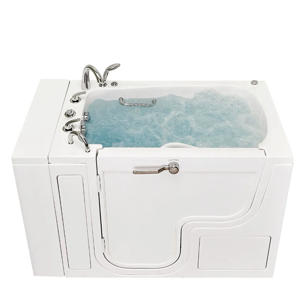 Ella Wheelchair Transfer 30"x52" Acrylic Hydro Massage Walk-In Bathtub with Left Outward Swing Door, 5 Piece Fast Fill Faucet