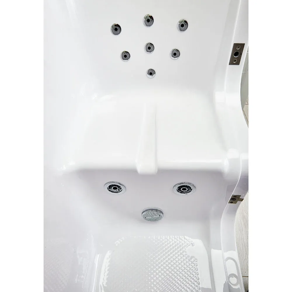 Ella Wheelchair Transfer 30"x52" Acrylic Hydro Massage Walk-In Bathtub with Left Outward Swing Door, 5 Piece Fast Fill Faucet