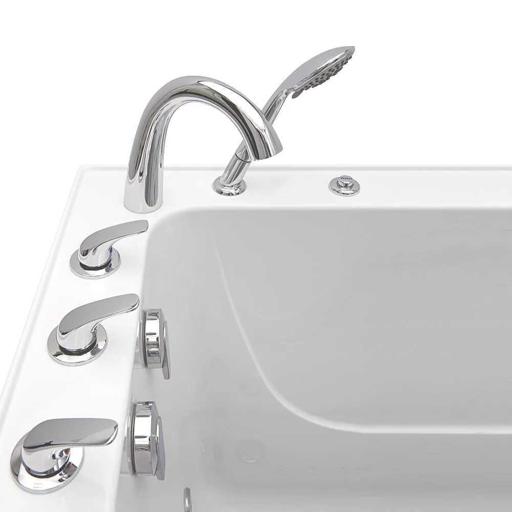 Ella Wheelchair Transfer 30"x52" Acrylic Hydro Massage Walk-In Bathtub with Left Outward Swing Door, 5 Piece Fast Fill Faucet