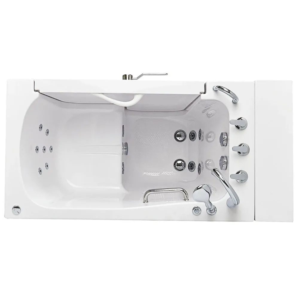 Ella Wheelchair Transfer 30"x52" Acrylic Hydro Massage Walk-In Bathtub with Left Outward Swing Door, 5 Piece Fast Fill Faucet
