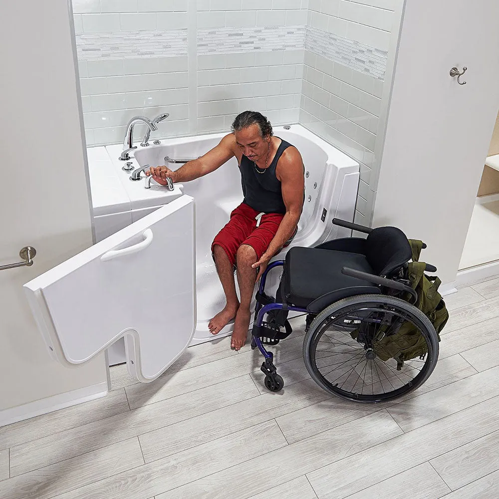 Ella Wheelchair Transfer 30"x52" Acrylic Hydro Massage Walk-In Bathtub with Left Outward Swing Door, 5 Piece Fast Fill Faucet