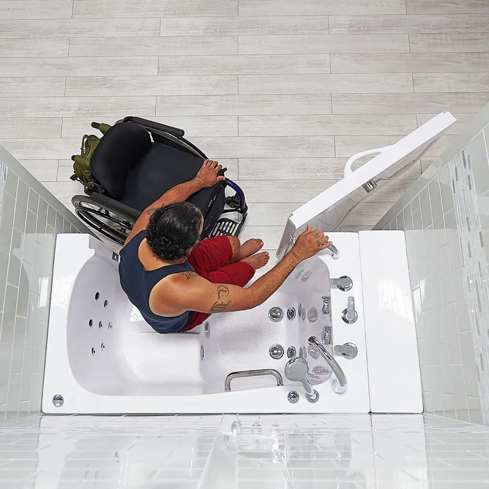 Ella Wheelchair Transfer 30"x52" Acrylic Hydro Massage Walk-In Bathtub with Left Outward Swing Door, 5 Piece Fast Fill Faucet
