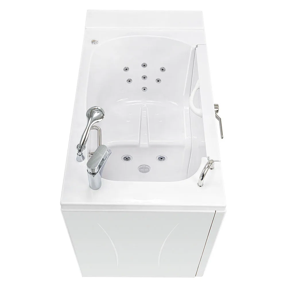 Ella Wheelchair Transfer 30"x52" Acrylic Hydro Massage Walk-In Bathtub with Left Outward Swing Door, Heated Seat, 2 Piece Fast Fill Faucet, 2" Dual Drain