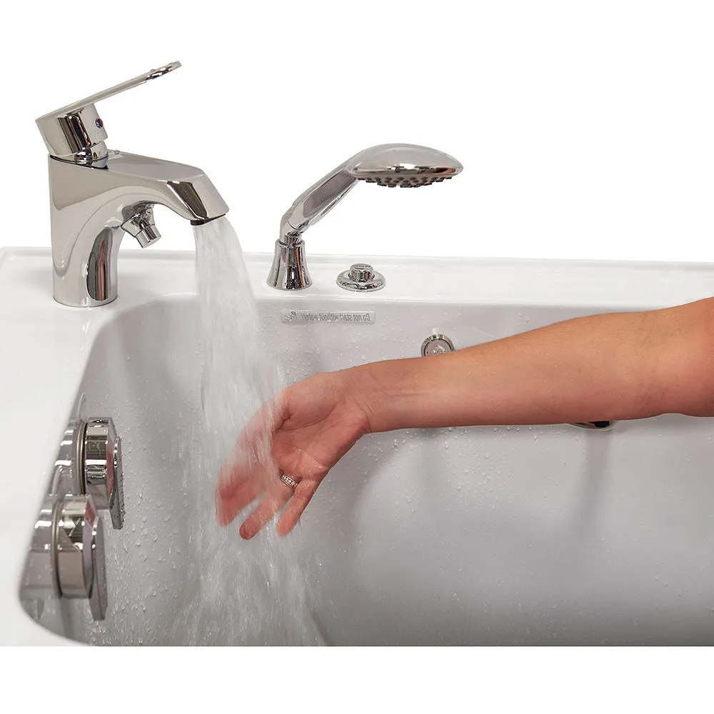 Ella Wheelchair Transfer 30"x52" Acrylic Hydro Massage Walk-In Bathtub with Left Outward Swing Door, Heated Seat, 2 Piece Fast Fill Faucet, 2" Dual Drain