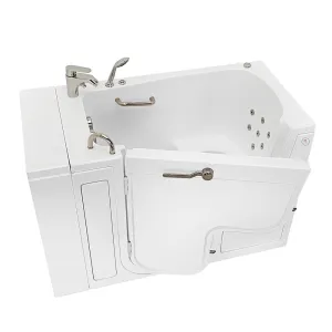 Ella Wheelchair Transfer 30"x52" Acrylic Hydro Massage Walk-In Bathtub with Left Outward Swing Door, Heated Seat, 2 Piece Fast Fill Faucet, 2" Dual Drain