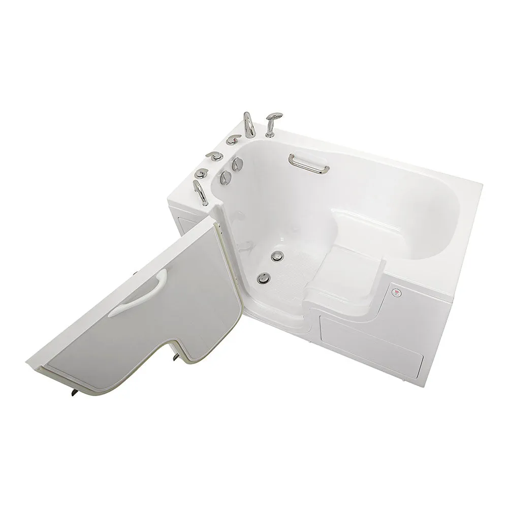 Ella Wheelchair Transfer 30"x60" Acrylic Soaking Walk-In-Bathtub, Left Outward Swing Door, Heated Seat,  5 Piece Fast Fill Faucet, 2" Dual Drain