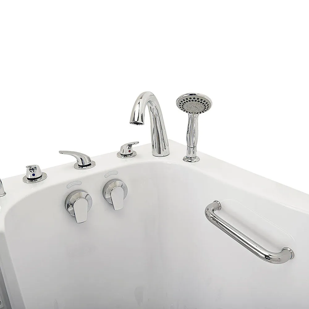 Ella Wheelchair Transfer 30"x60" Acrylic Soaking Walk-In-Bathtub, Left Outward Swing Door, Heated Seat,  5 Piece Fast Fill Faucet, 2" Dual Drain