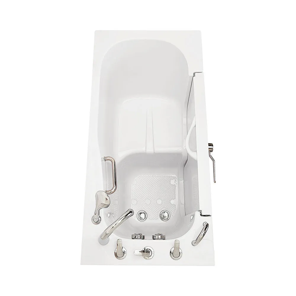 Ella Wheelchair Transfer 30"x60" Acrylic Soaking Walk-In-Bathtub, Left Outward Swing Door, Heated Seat,  5 Piece Fast Fill Faucet, 2" Dual Drain