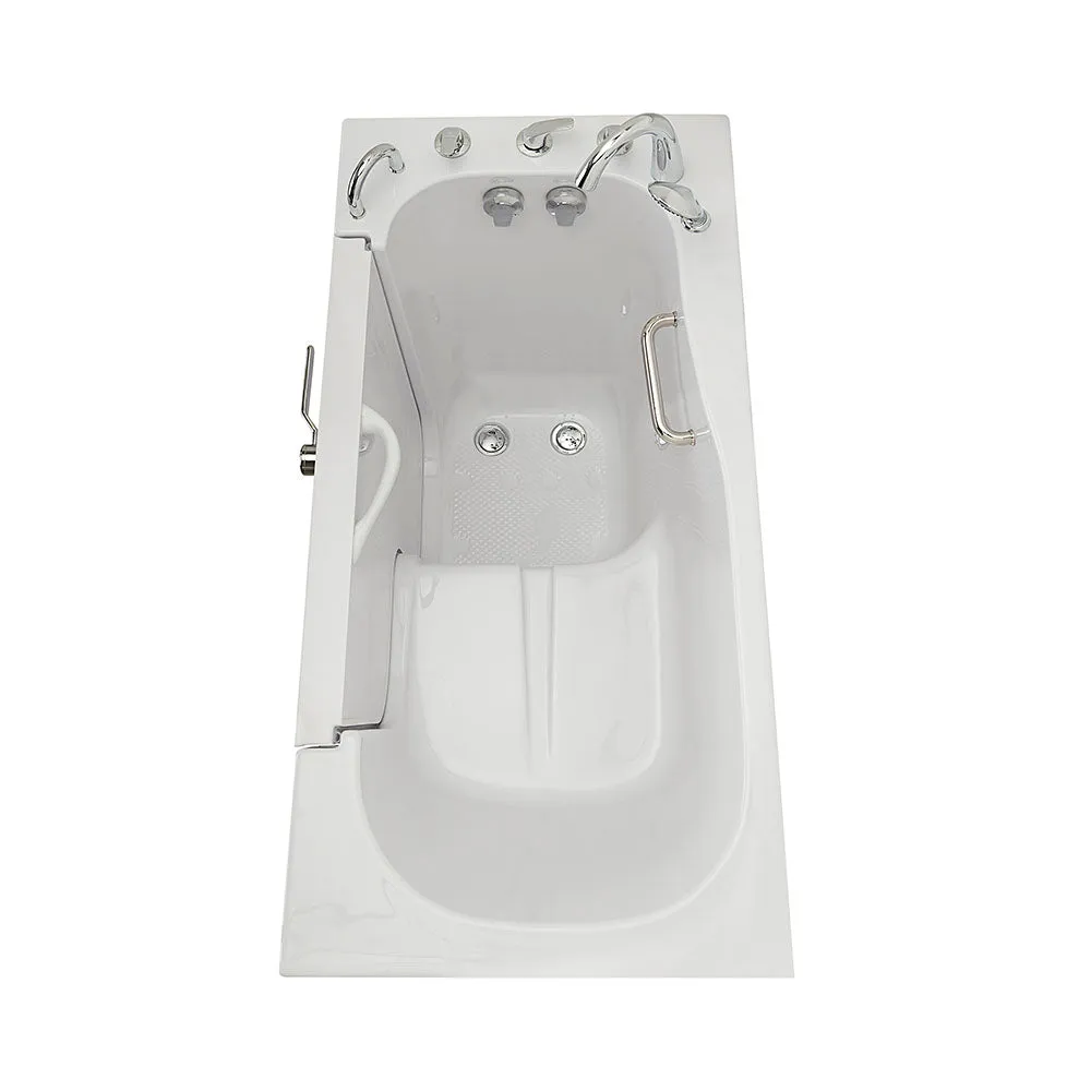 Ella Wheelchair Transfer 30"x60" Acrylic Soaking Walk-In-Bathtub, Left Outward Swing Door, Heated Seat,  5 Piece Fast Fill Faucet, 2" Dual Drain