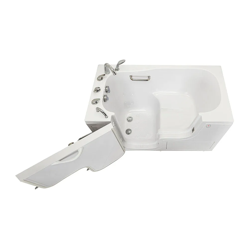 Ella Wheelchair Transfer 30"x60" Acrylic Soaking Walk-In-Bathtub, Left Outward Swing Door, Heated Seat,  5 Piece Fast Fill Faucet, 2" Dual Drain